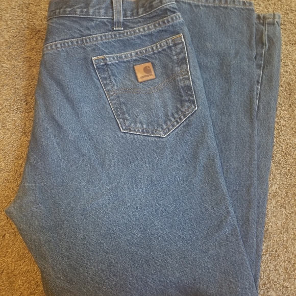 Mens Carhartt Denim Blue Jean's Size 42 x 32 42w - Picture 2 of 4